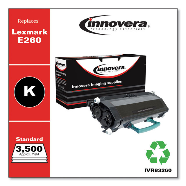 INNOVERA 83260 Remanufactured Black Toner, Replacement for E260A21A, 3,500 Page-Yield