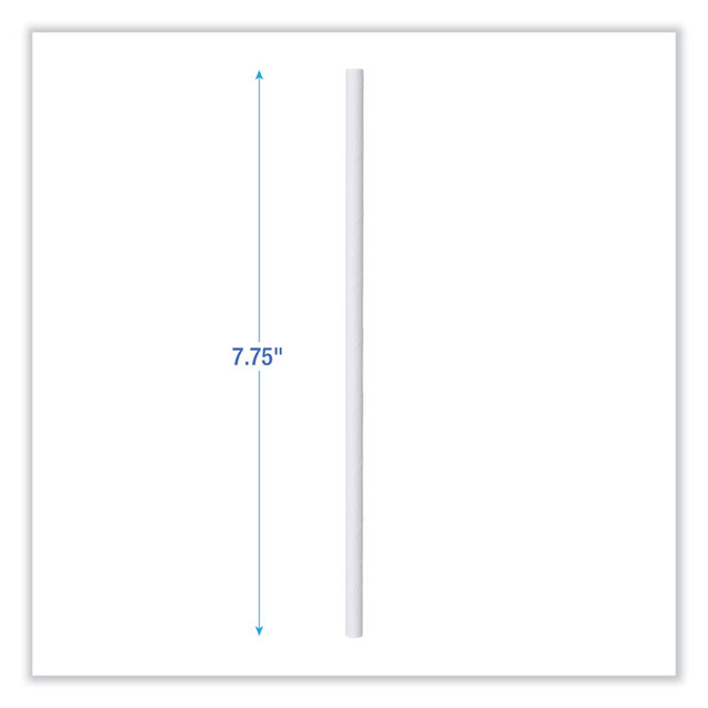 BOARDWALK PPRSTRWWR Individually Wrapped Paper Straws, 7.75 x 0.25, White, 3,200/Carton