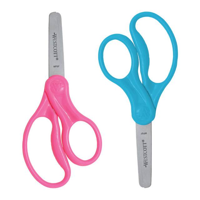 ACME UNITED CORPORATION 13168 Westcott Hard Handle Kids Value Scissors, 5in, Blunt, Assorted Colors, Pack Of 2