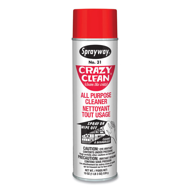 PLZ CORP Sprayway® 031 Crazy Clean All Purpose Cleaner, Floral Scent, 19 oz Aerosol Spray, Dozen