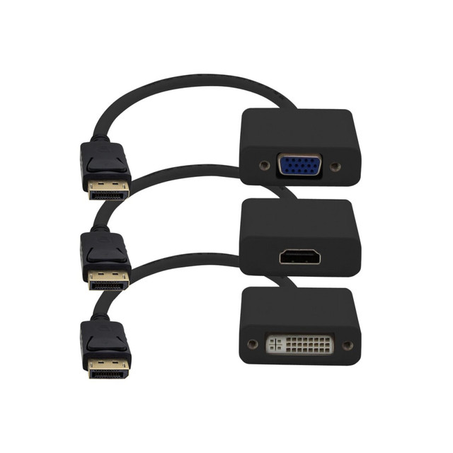 ADD-ON COMPUTER PERIPHERALS, INC. MDP2VGA-HDMI-DVI-B AddOn 8in Mini-DP to VGA Adapter Cable - Video converter - DisplayPort - VGA - black - with Mini DisplayPort-HDMI cable, Mini DisplayPort-DVI cable ADD-ON COMPUTER PERIPHERALS, INC. MDP2VGA-HDMI-DVI-B AddOn 8in Mini-DP to VGA Adapter Cable - Video converter - DisplayPort - VGA - black - with Mini DisplayPort-HDMI cable, Mini DisplayPort-DVI cable