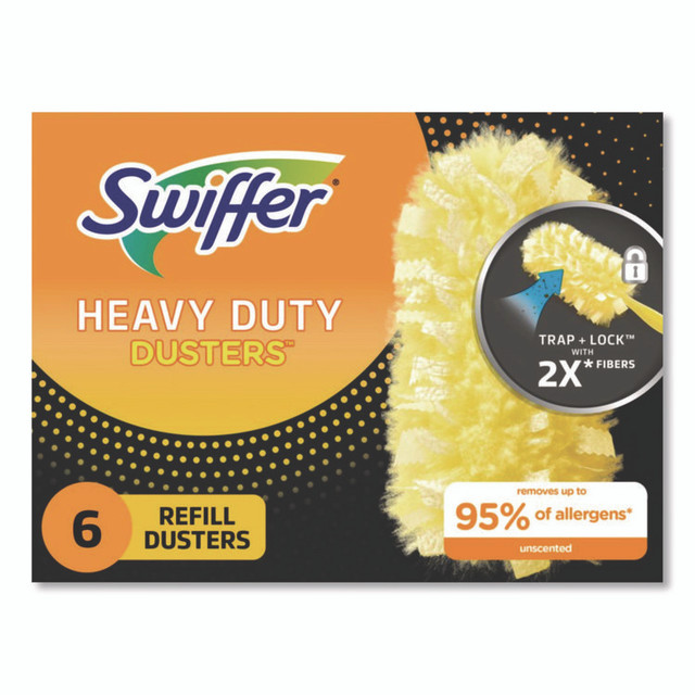 PROCTER & GAMBLE Swiffer® 21620CT Heavy Duty Dusters Refill, Dust Lock Fiber, Yellow, 6/Box, 4 Boxes/Carton
