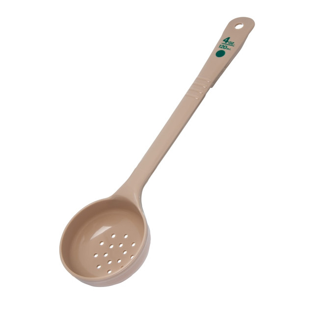 CARLISLE FOODSERVICE PRODUCTS, INC. 438106 Measure Miser Perforated Long-Handle Measuring Spoons, 4 Oz, Beige, Pack Of 12