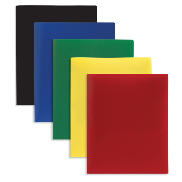 OFFICE DEPOT KK0490B  Brand 2-Pocket Poly Folders, Letter Size, Assorted Colors, Pack Of 10