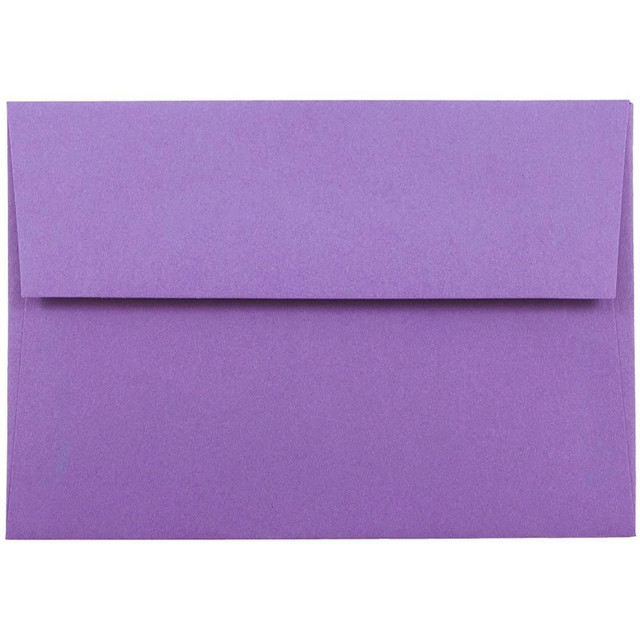 JAM PAPER AND ENVELOPE JAM Paper 15815  Booklet Envelopes, #4 Bar (A1), Gummed Seal, 30% Recycled, Violet Purple, Pack Of 25