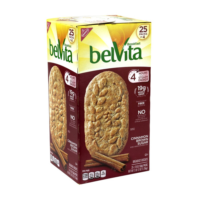 MONDELEZ-NABISCO 36120 Belvita Breakfast Biscuits Cinnamon Brown Sugar 4 Packs, 25 Count MONDELEZ-NABISCO 36120 Belvita Breakfast Biscuits Cinnamon Brown Sugar 4 Packs, 25 Count