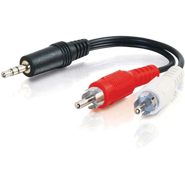 LASTAR INC. 40421 C2G 6in Value Series One 3.5mm Stereo Male To Two RCA Stereo Male Y-Cable - Mini-phone Male Stereo - RCA Male Stereo - 6in - Black