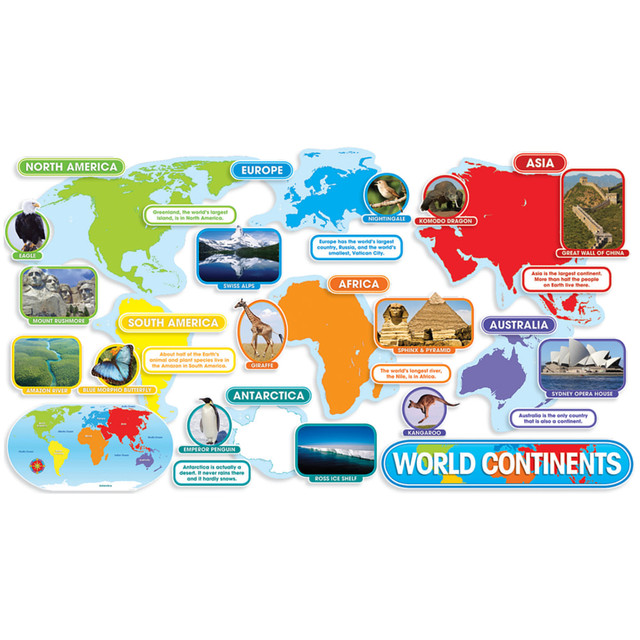 SCHOLASTIC INC 9780545118392 Scholastic World Continents Bulletin Board, 24 1/5inL