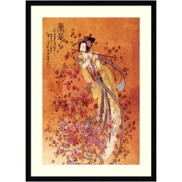 UNIEK INC. A42705530249 Amanti Art Goddess of Prosperity by Chinese Wood Framed Wall Art Print, 29inH x 21inW, Black