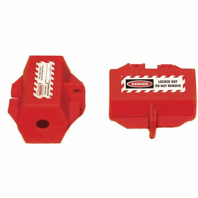 AccuformNMC PLLS4 Plug Lockout: 3/4" Plug, 4 Padlocks, Acrylonitrile Butadiene Styrene Plastic, Red, 1/2" Max Cord Dia