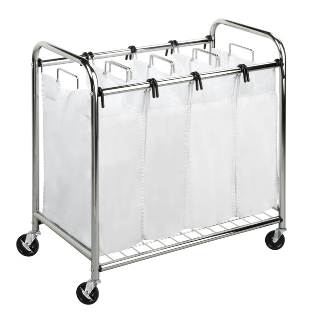HONEY-CAN-DO INTERNATIONAL, LLC SRT-01158 Honey-Can-Do Heavy-Duty Quad Laundry Sorter, Chrome/White HONEY-CAN-DO INTERNATIONAL, LLC SRT-01158 Honey-Can-Do Heavy-Duty Quad Laundry Sorter, Chrome/White