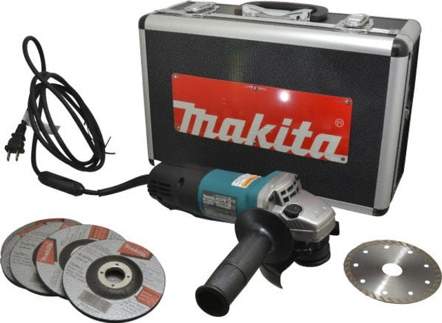 Makita 9557PBX1 Corded Angle Grinder: 4-1/2" Wheel Dia, 10,000 RPM, 5/8-11 Spindle