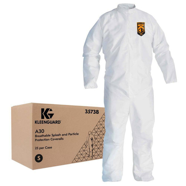 KleenGuard 35738 Disposable Coveralls: Size Small, SMS, Zipper Closure