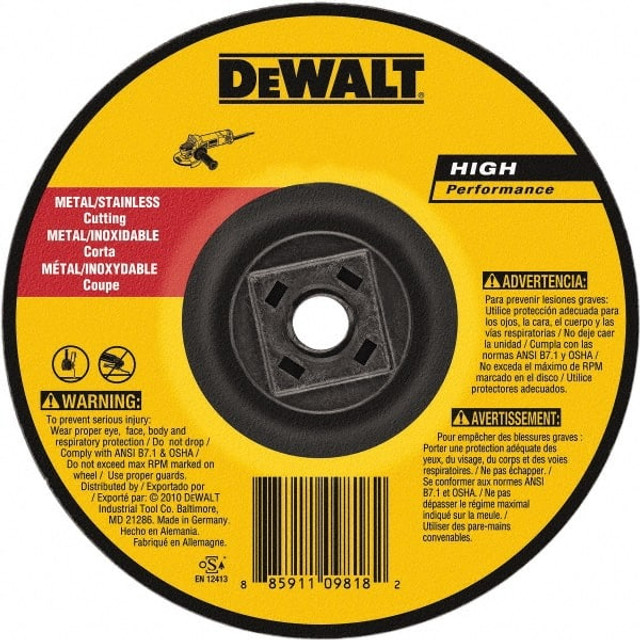 DeWALT DW8424H Depressed Center Wheel: Type 27, 4-1/2" Dia, 0.045" Thick, Aluminum Oxide