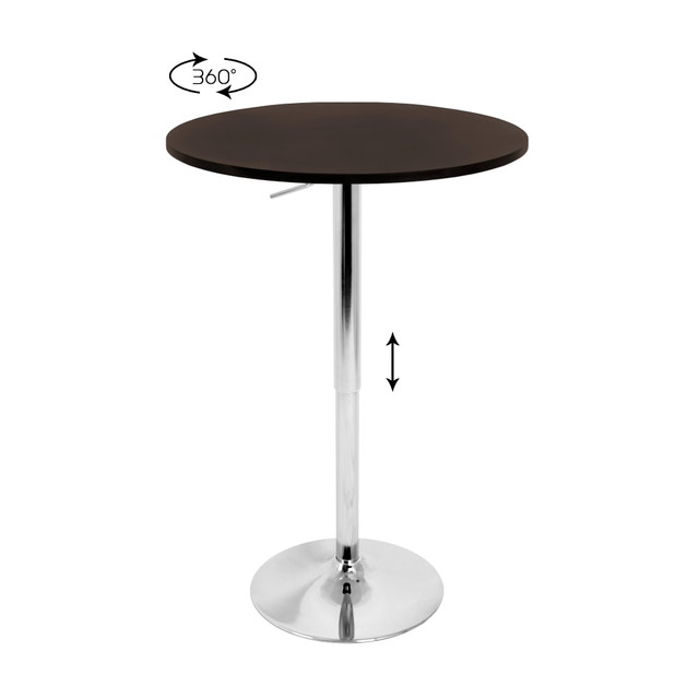 LUMISOURCE, LLC BT-ADJ23TW BN LumiSource Adjustable Bar Table, Silver/Brown LUMISOURCE, LLC BT-ADJ23TW BN LumiSource Adjustable Bar Table, Silver/Brown