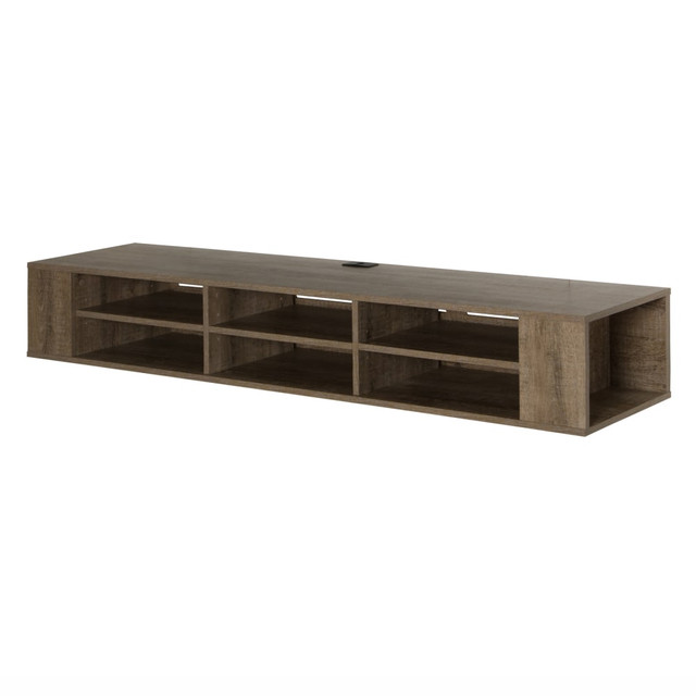 SOUTH SHORE IND LTD 9062677 South Shore City Life 66in Wide Wall Mounted Media Console, Weathered Oak SOUTH SHORE IND LTD 9062677 South Shore City Life 66in Wide Wall Mounted Media Console, Weathered Oak