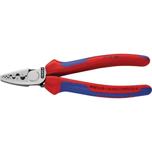 Knipex 97 72 180 Crimpers; Crimper Type: Crimping Plier ; Maximum Wire Gauge: 6AWG ; Terminal Type: Various ; Features: Comfort Grip ; For Use With: Wire Ferrules ; Style: Crimping Pliers for End Sleeves (Ferrules)