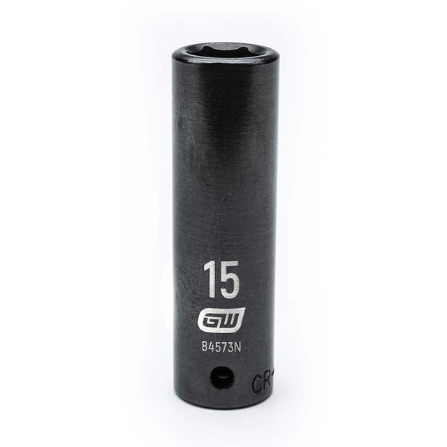 GEARWRENCH 84573N Impact Socket: 1/2" Drive, 15mm Socket, Hex Drive