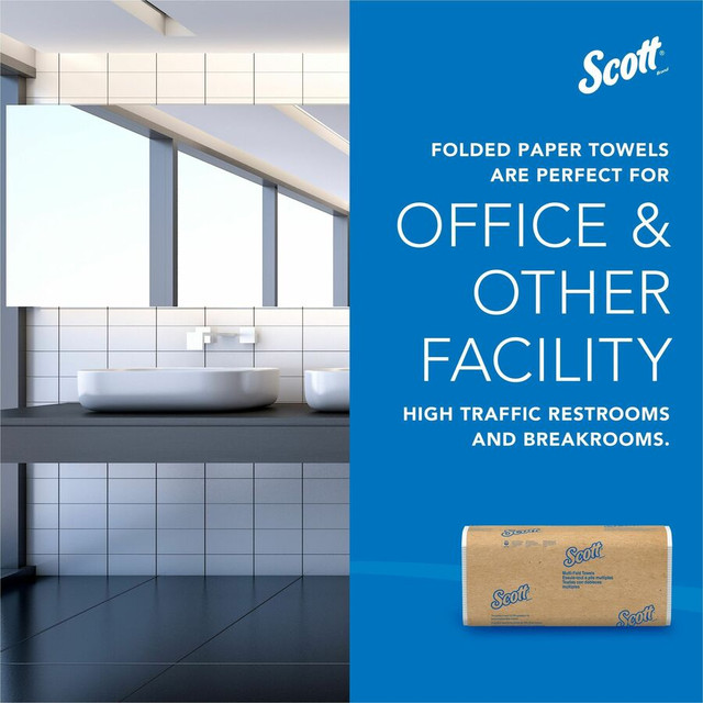 Kimberly-Clark Corporation Scott 01807 Scott 100% Recycled Fiber Multifold Paper Towels with Absorbency Pockets Kimberly-Clark Corporation Scott 01807 Scott 100% Recycled Fiber Multifold Paper Towels with Absorbency Pockets