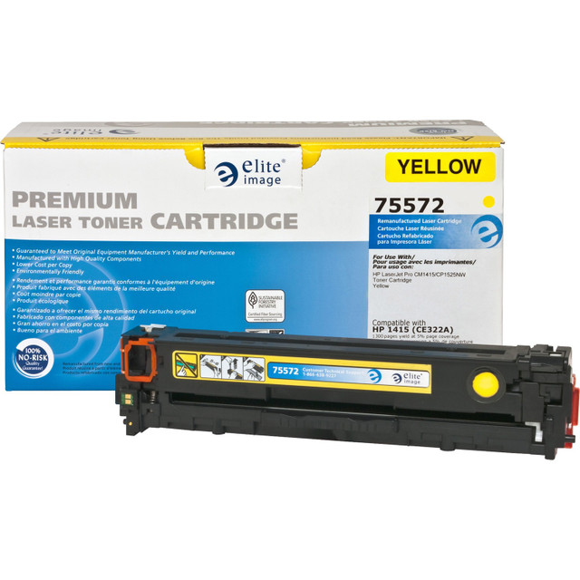 Elite Image 75572 Elite Image Remanufactured Laser Toner Cartridge - Alternative for HP 128A (CE322A) - Yellow - 1 Each