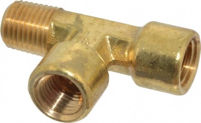 CerroBrass P-127A-B Industrial Pipe Street Tee: 1/4" Female Thread, 1/4" Male Thread, MNPTF x FNPTF