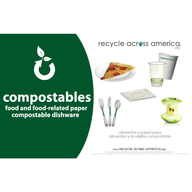 PACKAGING DYNAMICS COMPS-5585 Recycle Across America Compostables Standardized Recycling Labels, COMPS-5585, 5 1/2in x 8 1/2in, Dark Green