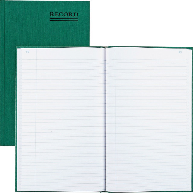 Pages are numbered for easy reference  Media size: 7-1/4inW x 12-1/4inL; Green; 500 Sheets  Features record ruling with a margin, green hard cover and gummed binding  Includes white, acid-free, archival-safe paper with Green Ink  50% post-consumer material  Contains Recycled Content - See Specs for Details.