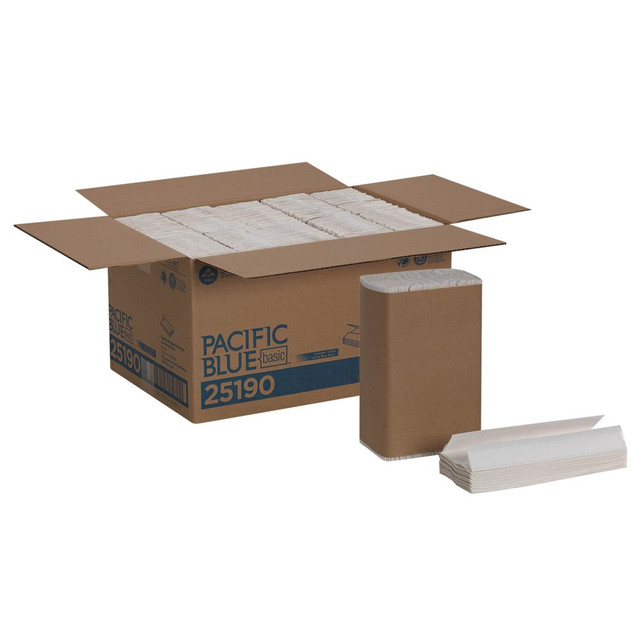 GEORGIA-PACIFIC CORPORATION 25190 Pacific Blue Basic by GP PRO, 1-Ply, C-Fold Paper Towels, 10.1in X 12.7in, 100% Recycled, White, 240 Sheets per Pack, 10 Packs Per Case
