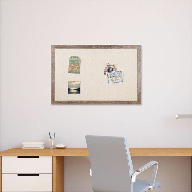 U Brands 4891U00-01 U Brands Linen Bulletin Board, 35" X 23" , Rustic Wood Frame
