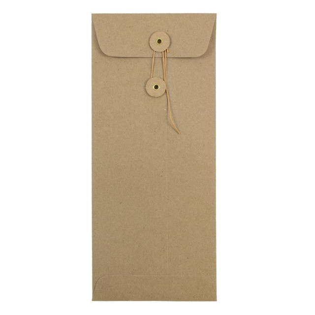 JAM PAPER AND ENVELOPE JAM Paper 41266941  Policy #10 Envelopes, Button & String Closure, 100% Recycled, Brown, Pack Of 25