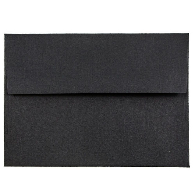 JAM PAPER AND ENVELOPE JAM Paper 68999  Booklet Invitation Envelopes, A6, Gummed Seal, 30% Recycled, Black, Pack Of 25