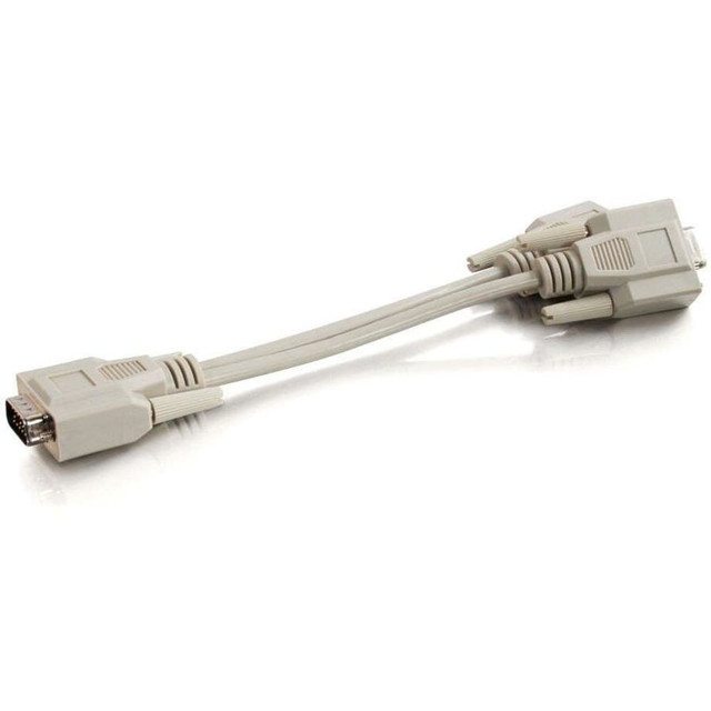 LASTAR INC. C2G 25246  8in One HD15 VGA Male to Two HD15 VGA Female Y-Cable - HD-15 Male - HD-15 Female - 8in - Beige