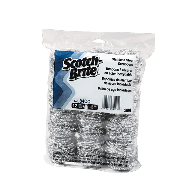 3M CO 84CC Scotch-Brite Stainless-Steel Scrubbers, No. 84, Silver, Pack Of 72 Scrubbers 3M CO 84CC Scotch-Brite Stainless-Steel Scrubbers, No. 84, Silver, Pack Of 72 Scrubbers
