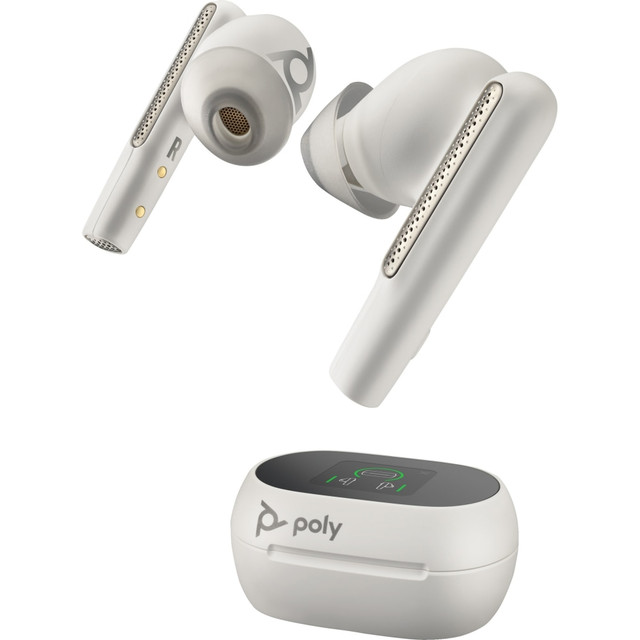 HP INC. 7Y8G5AA Poly Voyager Free 60+ UC Earset - Siri, Google Assistant - Stereo - True Wireless - Bluetooth - 98.4 ft - 20 Hz - 20 kHz - Earbud - Binaural - In-ear - Noise Reduction Microphone - Noise Canceling - White Sand