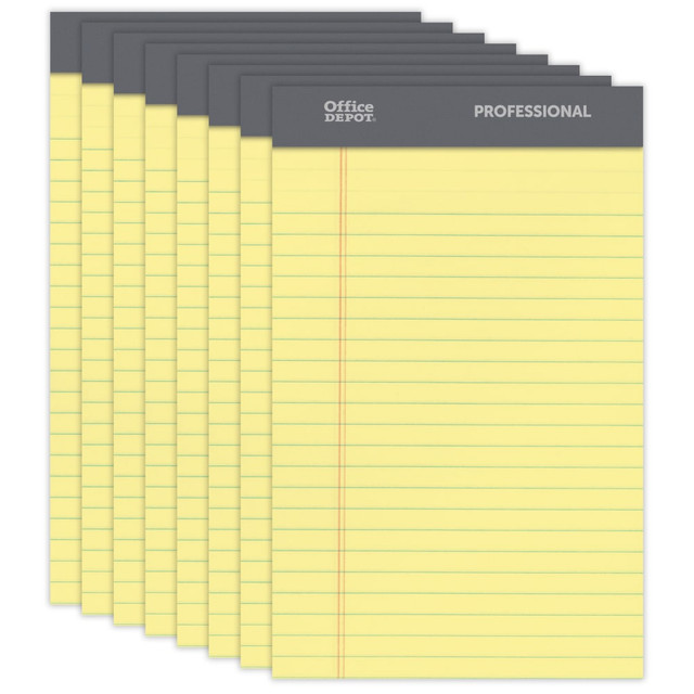 OFFICE DEPOT 99535 Brand Professional Writing Pads, 5in x 8in, Narrow Ruled, 50 Sheets, Canary, Pack Of 8 OFFICE DEPOT 99535 Brand Professional Writing Pads, 5in x 8in, Narrow Ruled, 50 Sheets, Canary, Pack Of 8