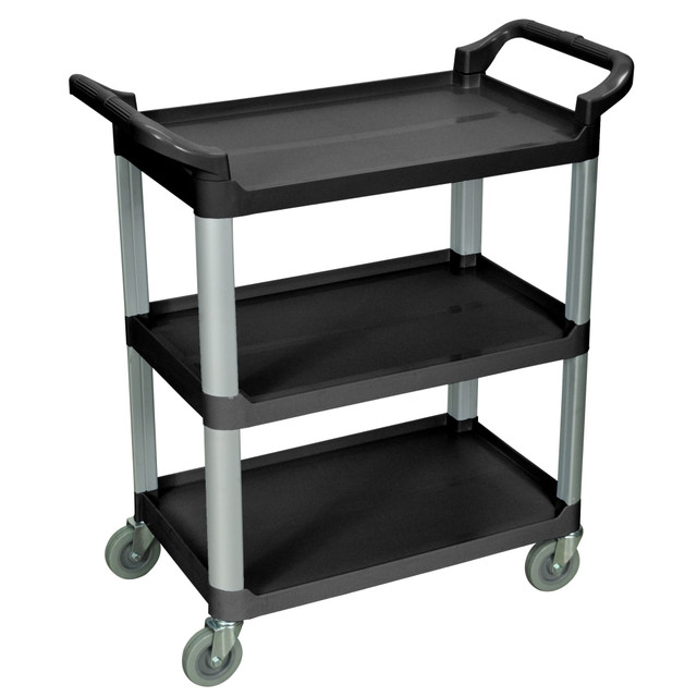 H. WILSON/ LUXOR FURNITURE Luxor SC12-B  3-Shelf Serving Cart, 36 3/4inH x 33 1/2inW x 16 3/4inD, Black