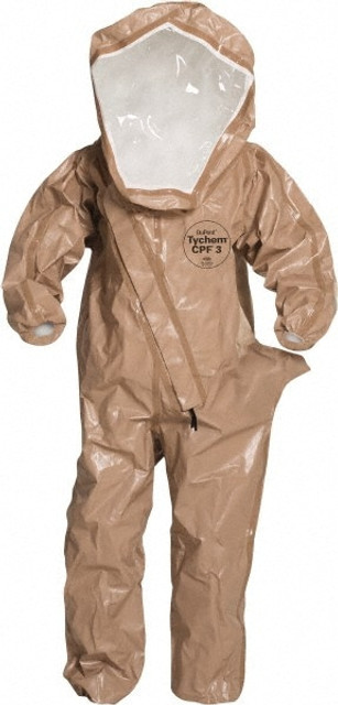 Dupont C3525TTN2X00060 Encapsulated Suit: Size 2XL, ASTM D1777, ASTM D3776, ASTM D3787, ASTM D5034 & OSHA 16 CFR 1610, Tan, Tychem