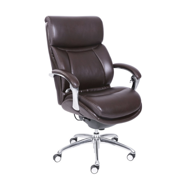 OFFICE DEPOT Serta 48996  iComfort i5000 Bonded Leather High-Back Executive Chair, Chocolate/Silver