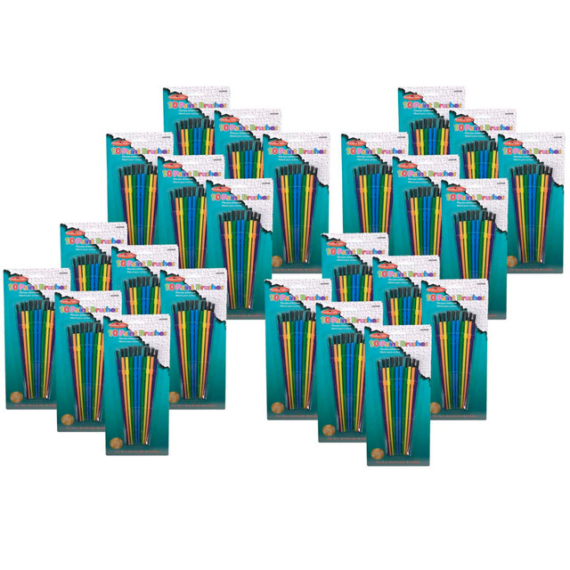 EDUCATORS RESOURCE CHL73310-24 Charles Leonard Plastic Artist Paint Brushes, Assorted Colors, 10 Brushes Per Pack, Set Of 24 Packs EDUCATORS RESOURCE CHL73310-24 Charles Leonard Plastic Artist Paint Brushes, Assorted Colors, 10 Brushes Per Pack, Set Of 24 Packs