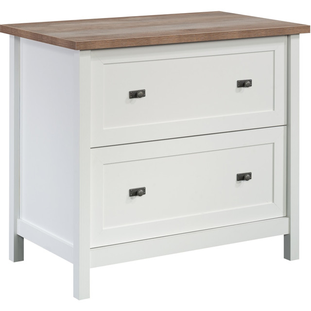 SAUDER WOODWORKING CO. 430233 Sauder Cottage Road 33-5/8inW x 20-1/2inD Lateral 2-Drawer File Cabinet, White/Lintel Oak SAUDER WOODWORKING CO. 430233 Sauder Cottage Road 33-5/8inW x 20-1/2inD Lateral 2-Drawer File Cabinet, White/Lintel Oak