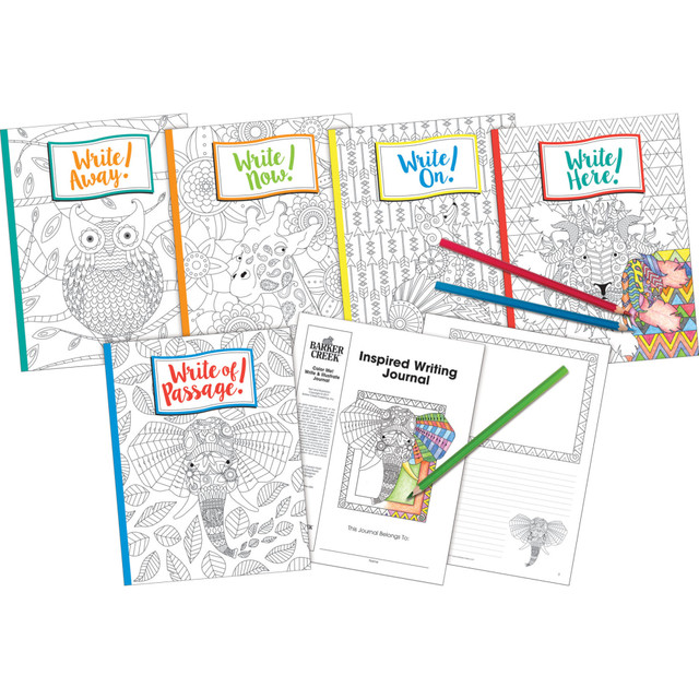 BARKER CREEK PUBLISHING, INC. BC3514 Barker Creek Color Me! Bohemian Animals Inspired Writing Journals, Grade 4 - College, Pack Of 10