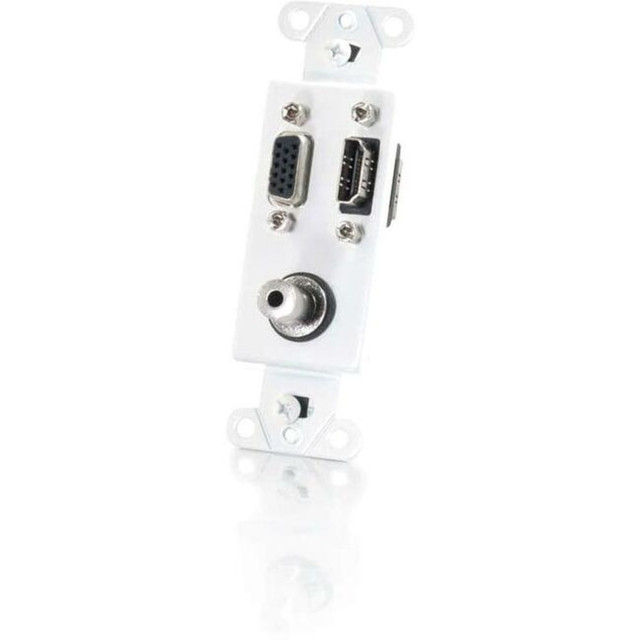 LASTAR INC. 41031 C2G HDMI, VGA and 3.5mm Audio Pass Through Wall Plate - White - White - 1 x HDMI Port(s) - 1 x Mini-phone Port(s) - 1 x VGA Port(s)