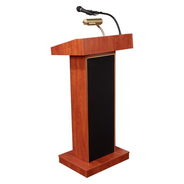 OKLAHOMA SOUND CORPORATION 800X-CH/LWM-7 Oklahoma Sound The Orator Lectern With Headset Wireless Microphone, Wild Cherry