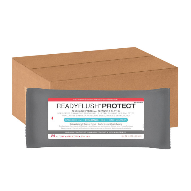 MEDLINE INDUSTRIES, INC. MSC263811 ReadyFlush Flushable Wipes, Unscented, 8in x 12in, White, 24 Wipes Per Pack, Case Of 24 Packs MEDLINE INDUSTRIES, INC. MSC263811 ReadyFlush Flushable Wipes, Unscented, 8in x 12in, White, 24 Wipes Per Pack, Case Of 24 Packs