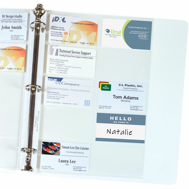 C-LINE PRODUCTS, INC. 61217 C-Line Business Card Holders Without Tabs, 8 1/8in x 11 1/4in, 3-Hole Punched, Pack Of 10 C-LINE PRODUCTS, INC. 61217 C-Line Business Card Holders Without Tabs, 8 1/8in x 11 1/4in, 3-Hole Punched, Pack Of 10