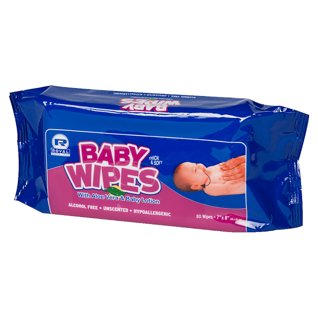 ROYAL PAPER PRODUCTS. INC. RPBWUR80 Royal Paper Baby Wipes Refills, White, 80 Wipes Per Pack, Case Of 12 Packs