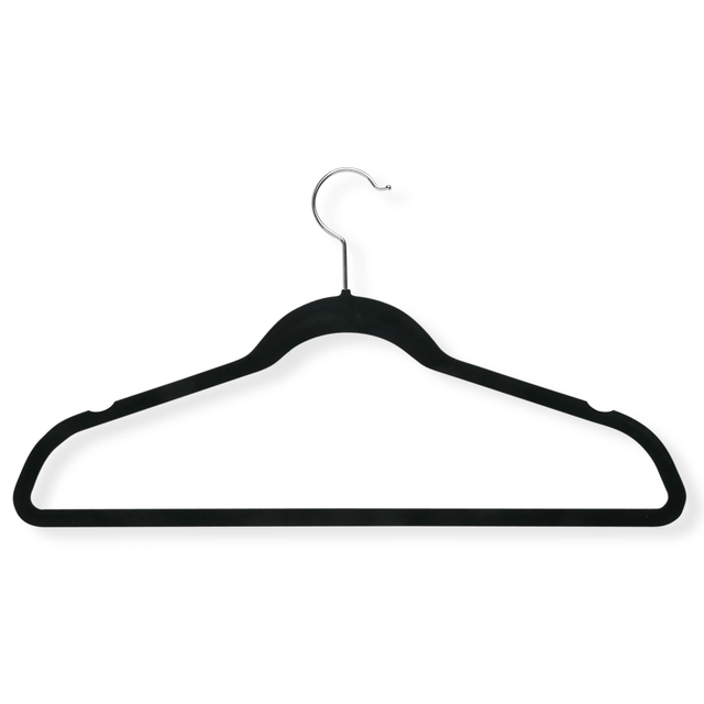 HONEY-CAN-DO INTERNATIONAL, LLC HNG-01884 Honey-Can-Do Velvet-Touch Suit Hangers, 9 1/2inH x 1/4inW x 17 3/4inD, Black, Pack Of 50