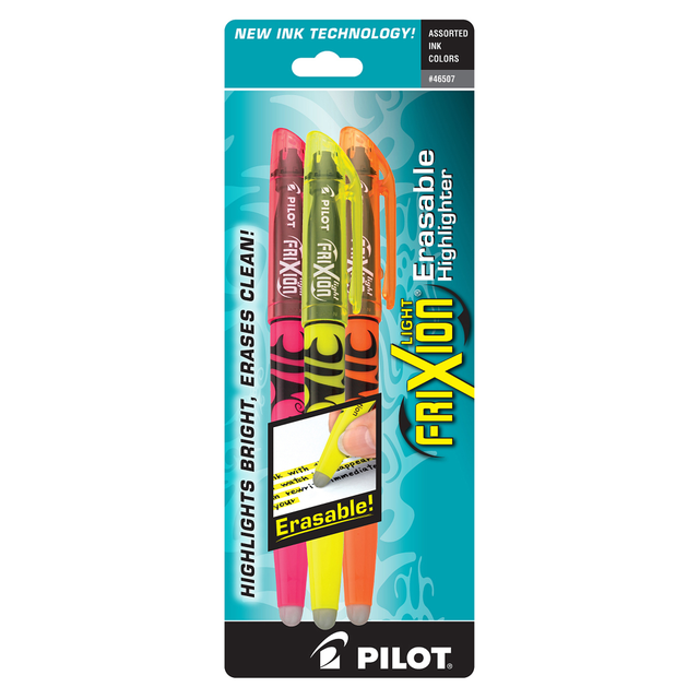 PILOT CORPORATION OF AMERICA Pilot 46507  FriXion Light Erasable Highlighters, Chisel Point, Assorted, Pack Of 3
