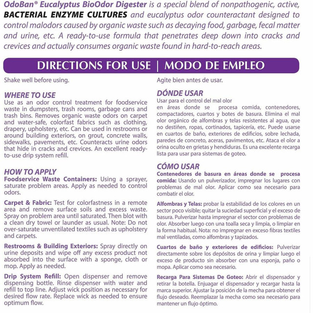 Clean Control Corporation OdoBan 927062G4CT OdoBan Professional BioOdor Digester Refill
