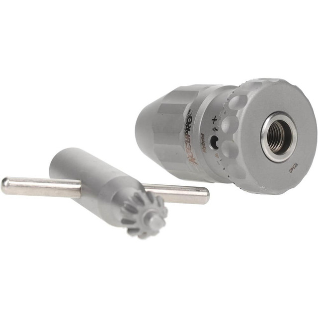 Accupro PHI070910 Drill Chuck: 0.012 to 0.291" Capacity, Threaded Mount, 3/8-24